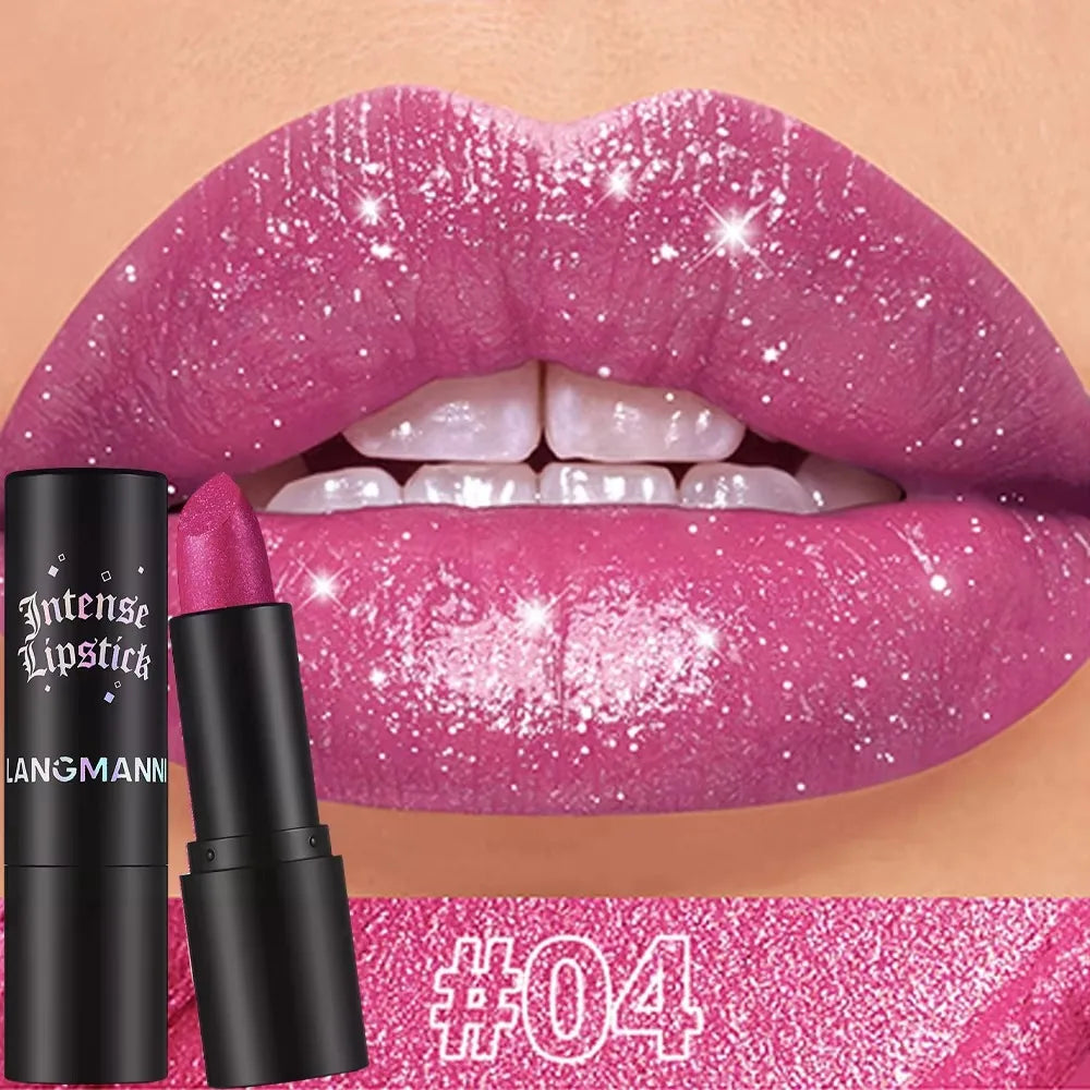 💄 BadraK Nova GlamShine™ – Metallic Glitter Lipstick