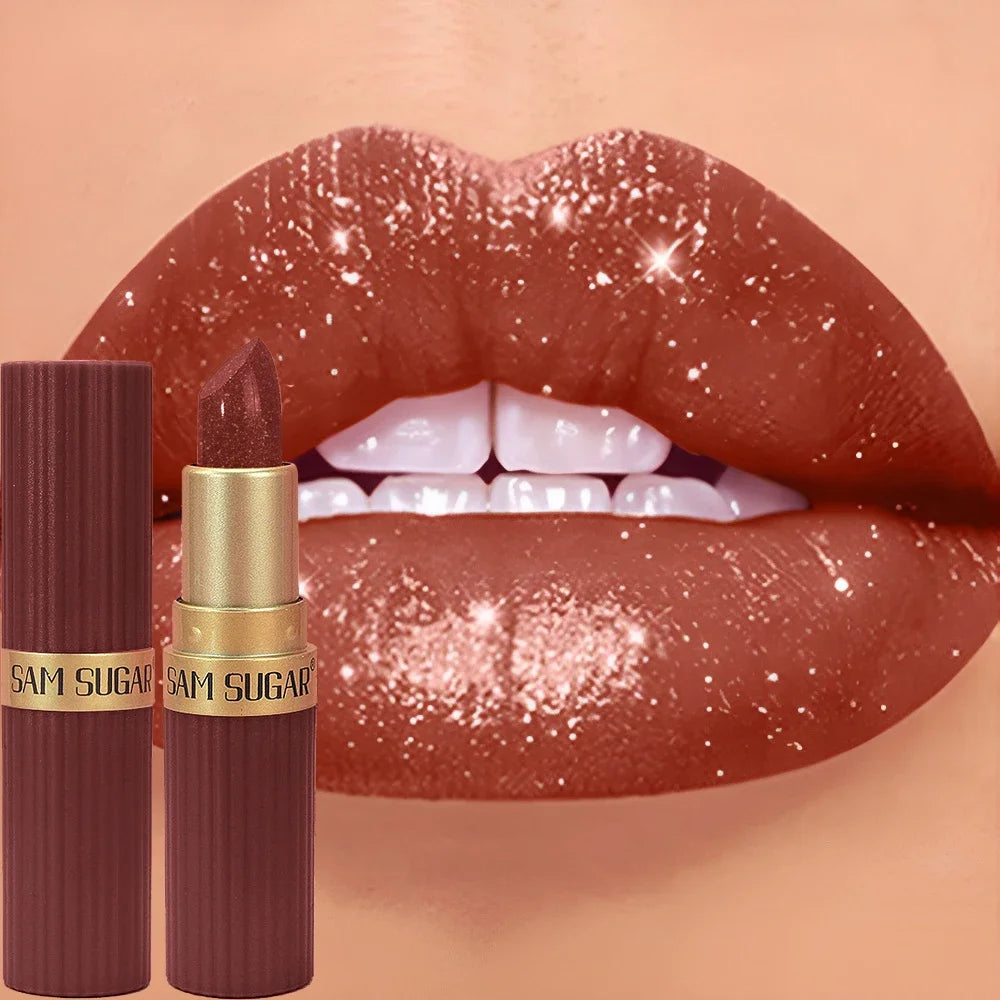 💄 BadraK Nova GlamShine™ – Metallic Glitter Lipstick